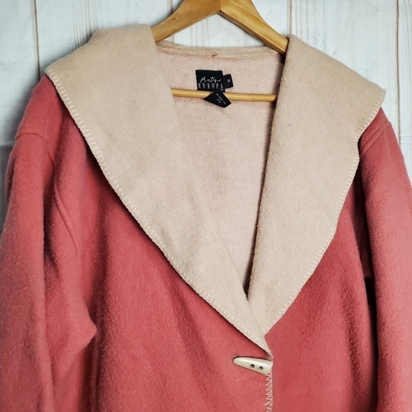 Boutique Europa Wool Blend Pink Warm Winter Hooded Jacket Coat Size Medium - Picture 2 of 9
